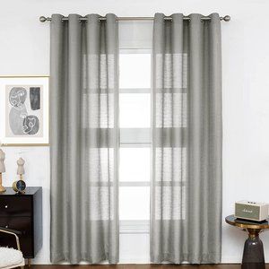 Melodieux Grey Semi Sheer Curtains 96 Inches Long - Luxe Linen Look
